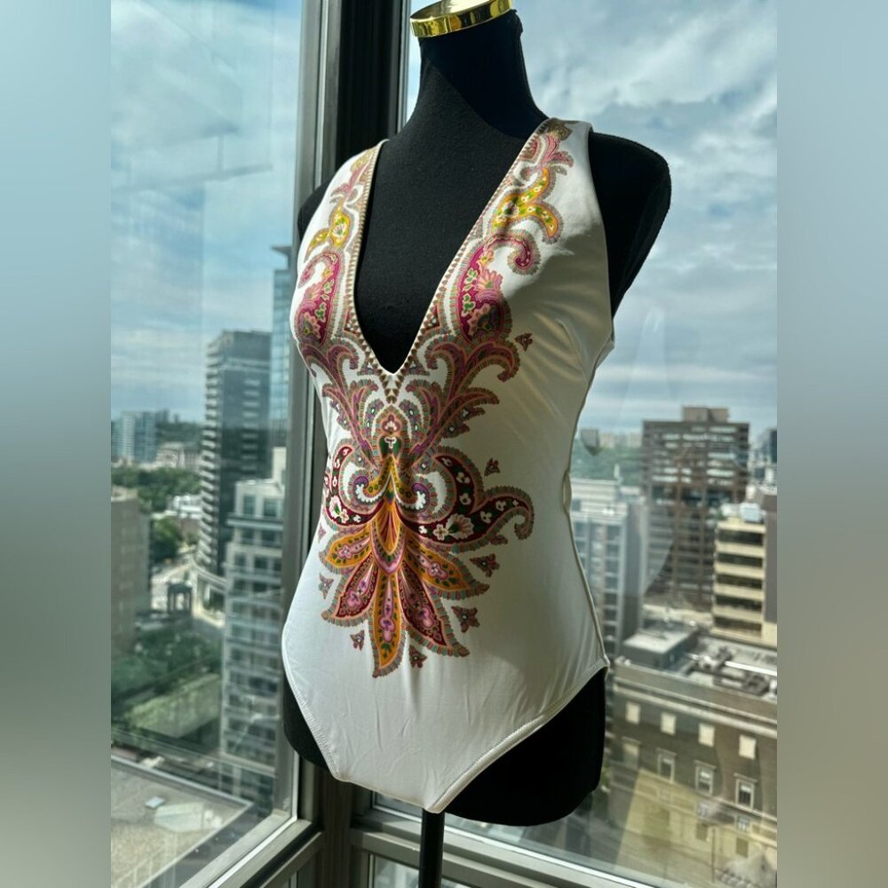 🆕 ZIMMERMANN 🧿 NWOT Teddy Paisley Plunge Bathing Suit, Sz 3 - MISSING BELT - Picture 10 of 16